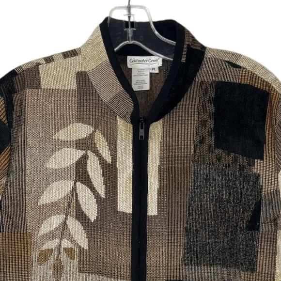 Vintage Tapestry Jacket Velvety Trim Leaf Motif Petite PL Artsy Statement - Picture 9 of 12